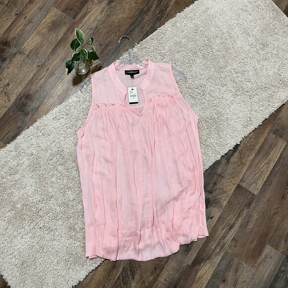 Lane Bryant Size 14 Pink Ruffled V Neck Tank Top NWT - Picture 1 of 6